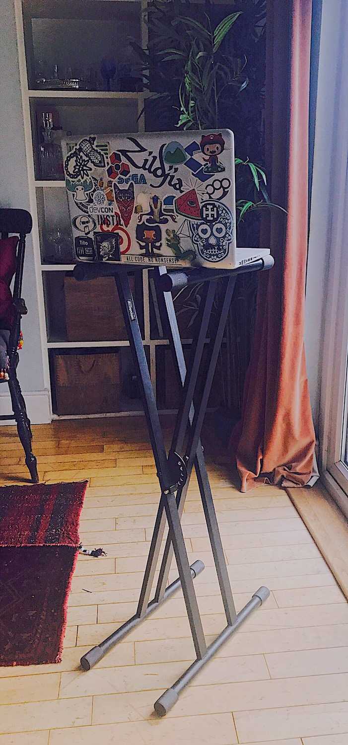 My home setup using a music keyboard stand