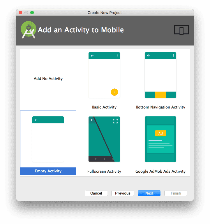 Android single activity project settings